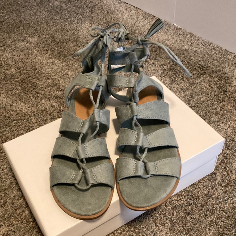 Old Navy suede lace up sandal. Never worn! Beautiful!